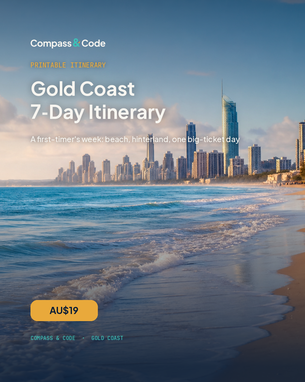 Gold Coast 7-Day Itinerary printable cover
